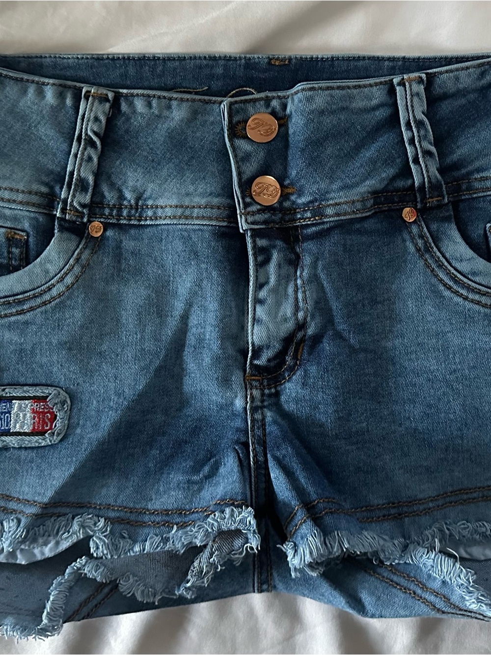 Women's Distressed Denim Jean Shorts - Blue